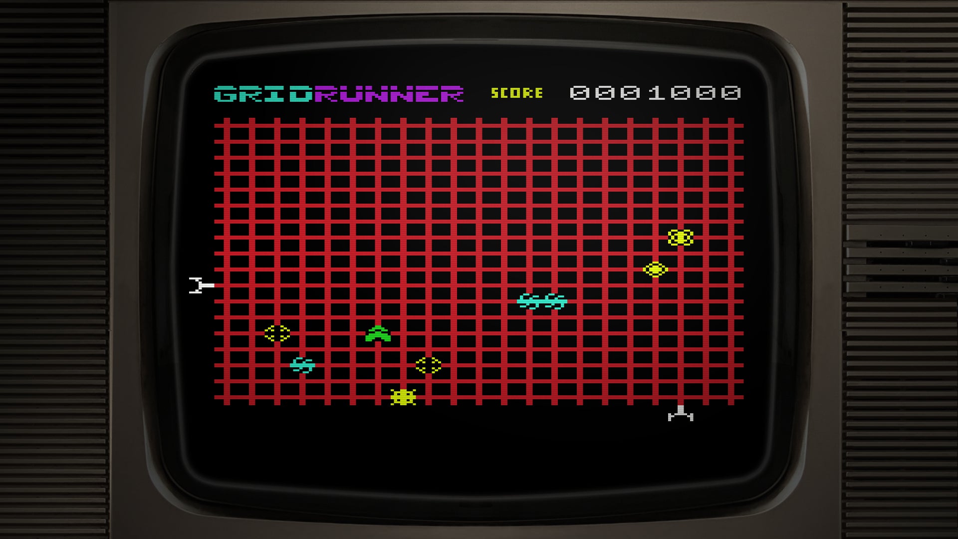 A screenshot of the original Gridrunner being played in Llamasoft The Jeff Minter Story - 4