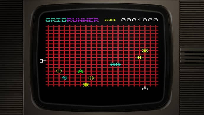 A screenshot of the original Gridrunner being played in Llamasoft The Jeff Minter Story