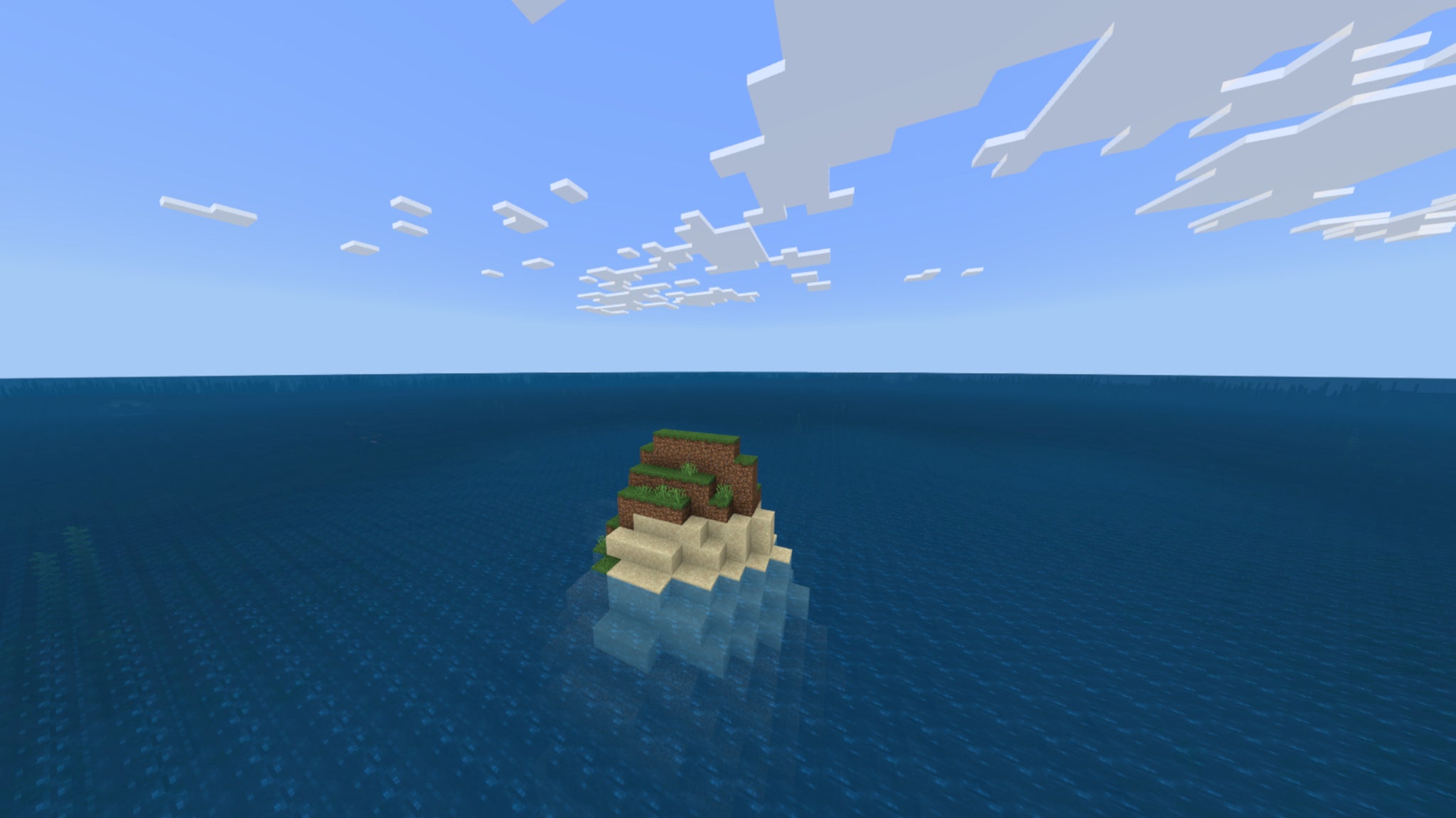 Screenshot of the Lonely Island Minecraft Seed depicting a small island. - 19