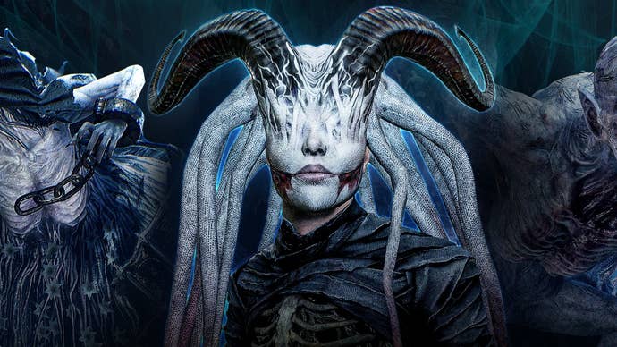 Lords of the Fallen header image showing a female-looking creature with ram-like horns