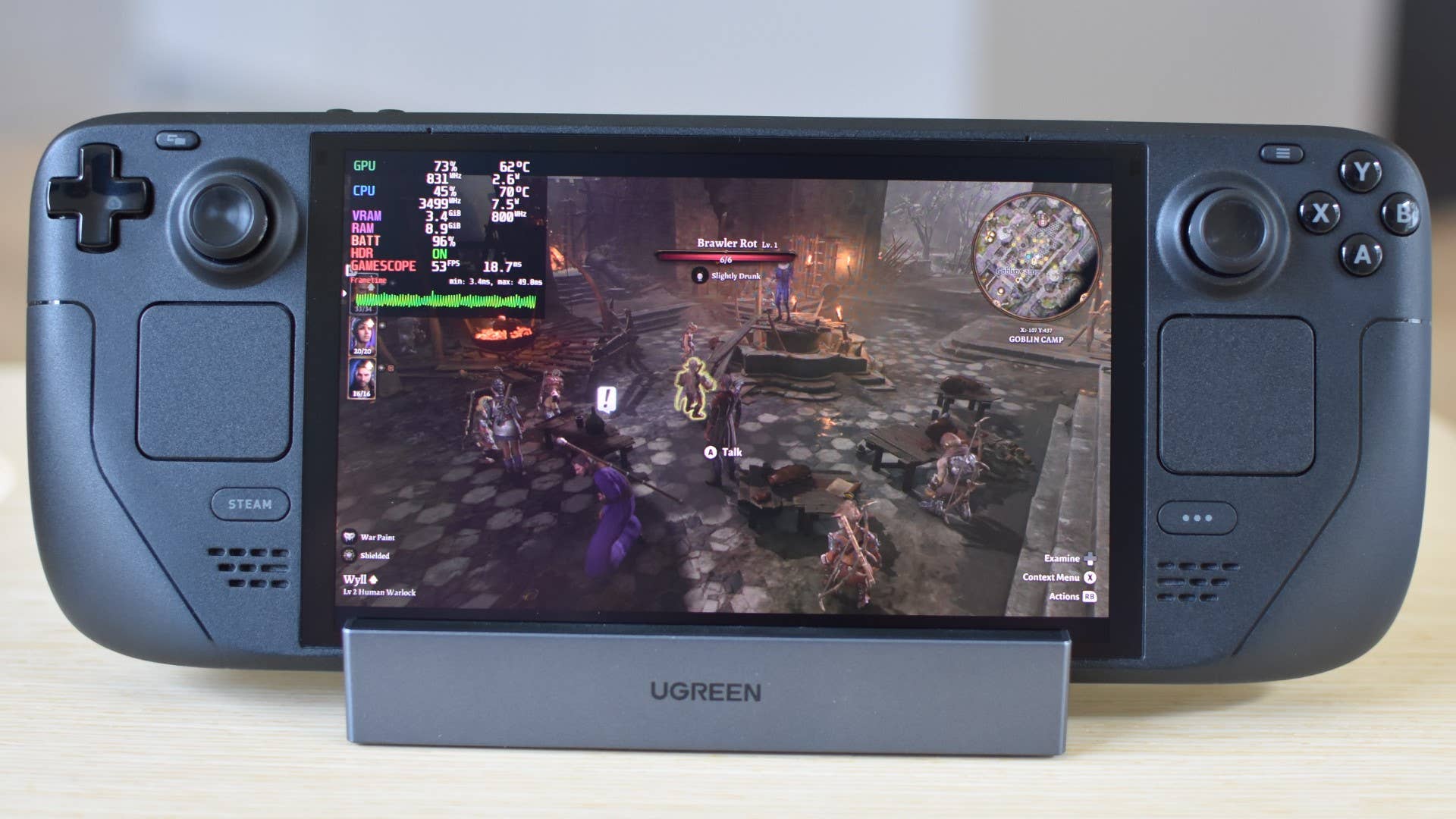 Baldur's Gate III running on a Steam Deck OLED with Decky Lossless Scaling.