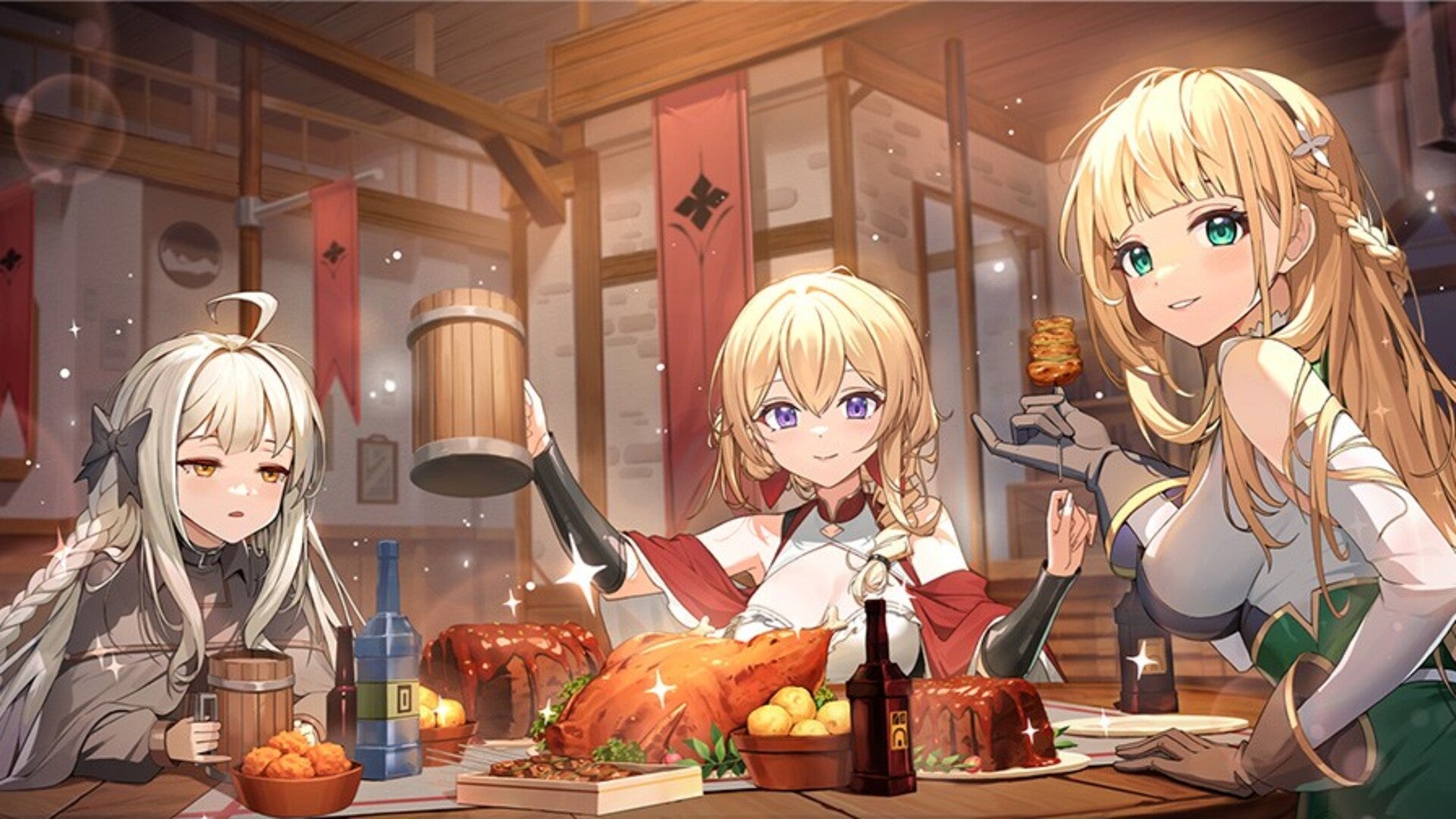 Morgana, Elizabeth, and another character can be seen eating dinner together in key art for Lost Sword - 1