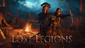 A male and female character from Lost Legions, standing by a fire