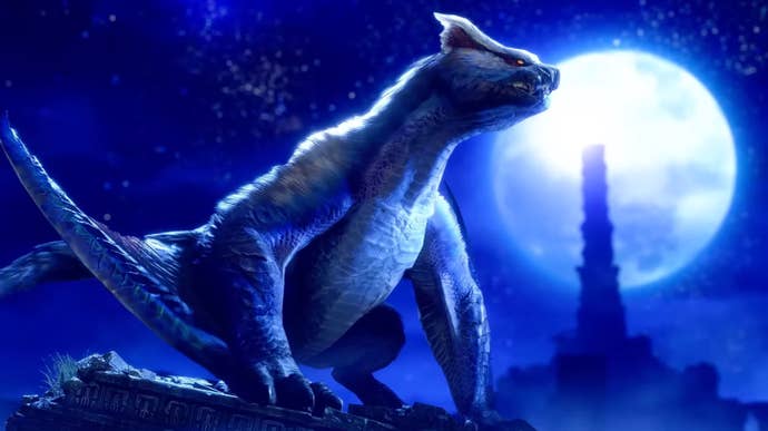 Lucent Nargacuga standing against a moonlit background