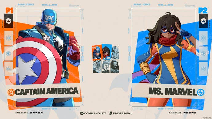 Marvel Tokon character select screen.