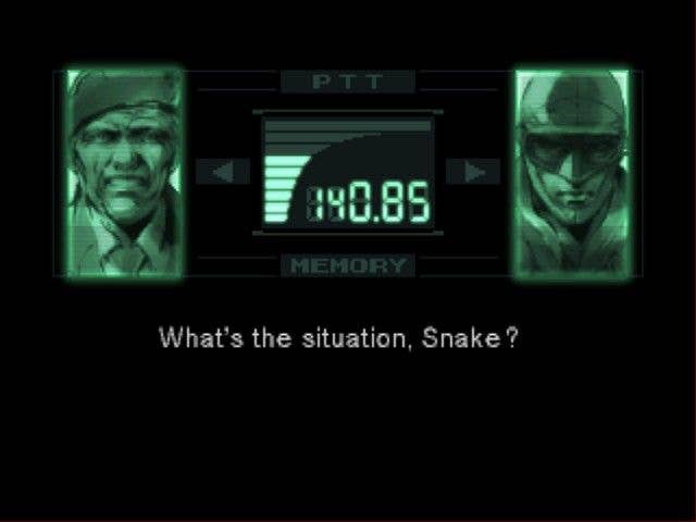 Snake speaks with another character about current events in Metal Gear Solid
