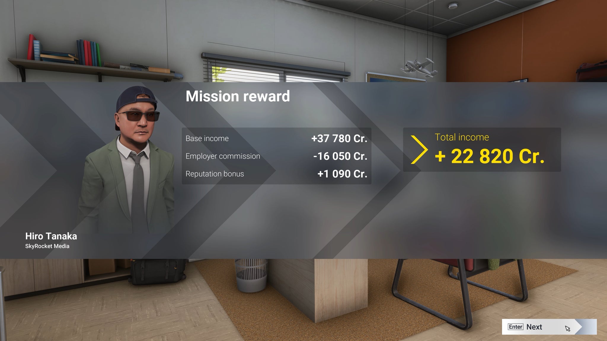 A pilot gains experience and rank in MSFS 2024 career mode. - 8
