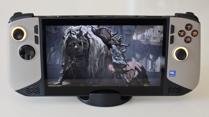 An MSI Claw 8 AI+ moving Elden Ring.