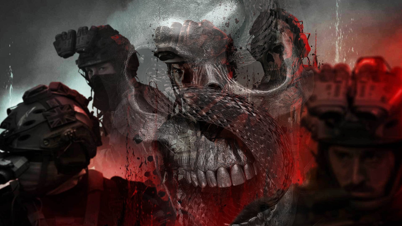 The MW3 'snake skull' overlaid on the main operators of Call of Duty: Modern Warfare 3. - 1