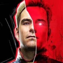 homelander operator view from the chest up, with half coloured red