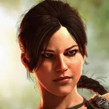 lara croft operator view from the chest up