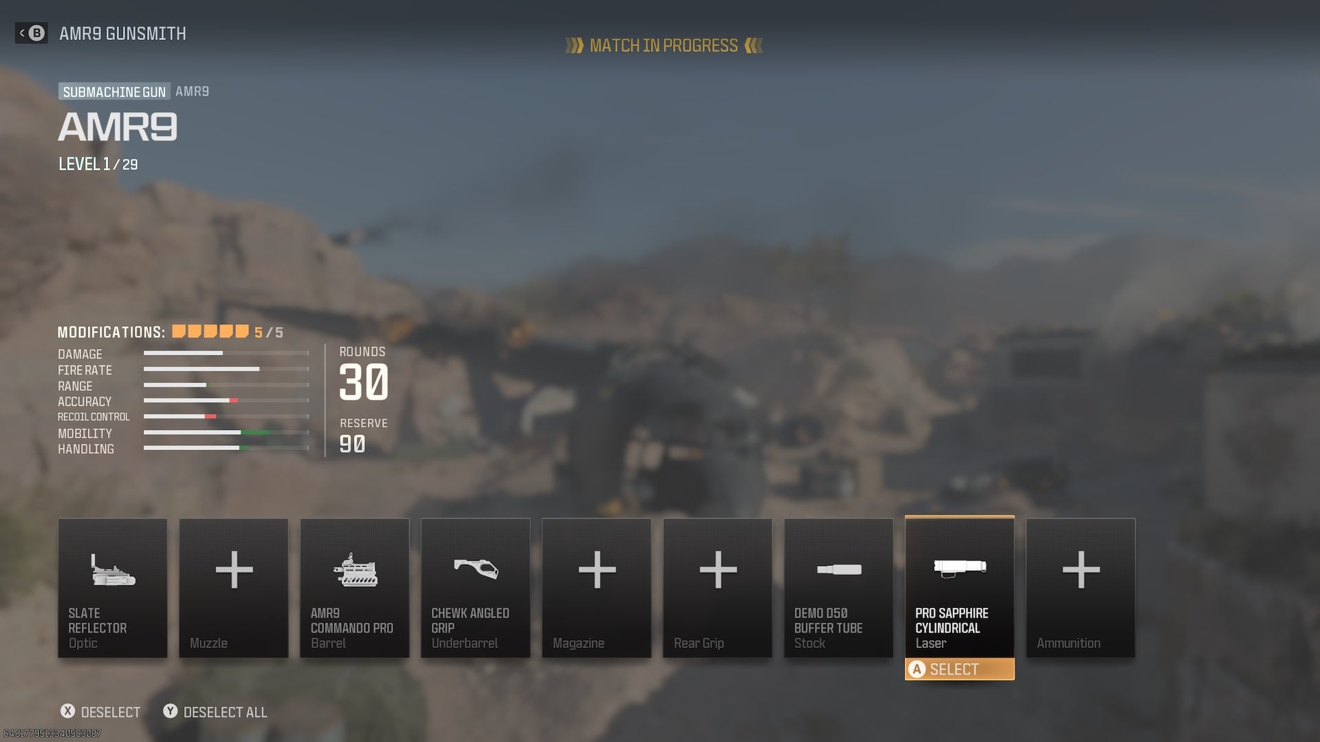 A loadout for the AMR9 in MW3