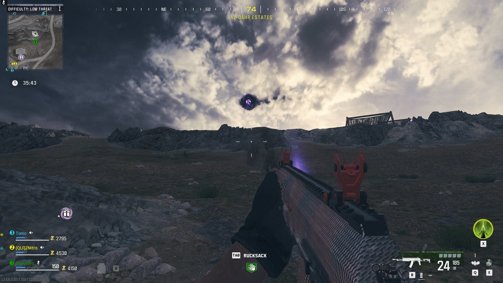 The player aims at a Harvester Orb in MW3 Zombies - 3