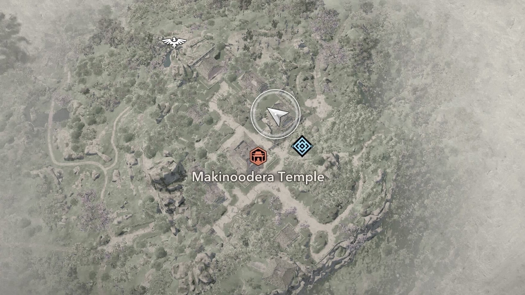 Map location of a Makinoodera Temple Lost Page in Assassin&rsquo;s Creed Shadows.