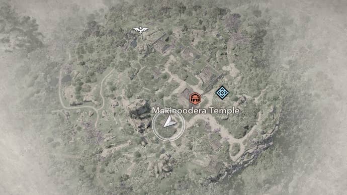 Map location of a Makinoodera Temple Lost Page in Assassin’s Creed Shadows.