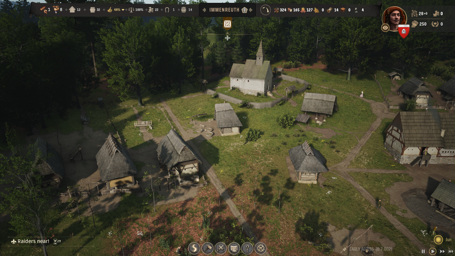 Manor Lords running on High settings.