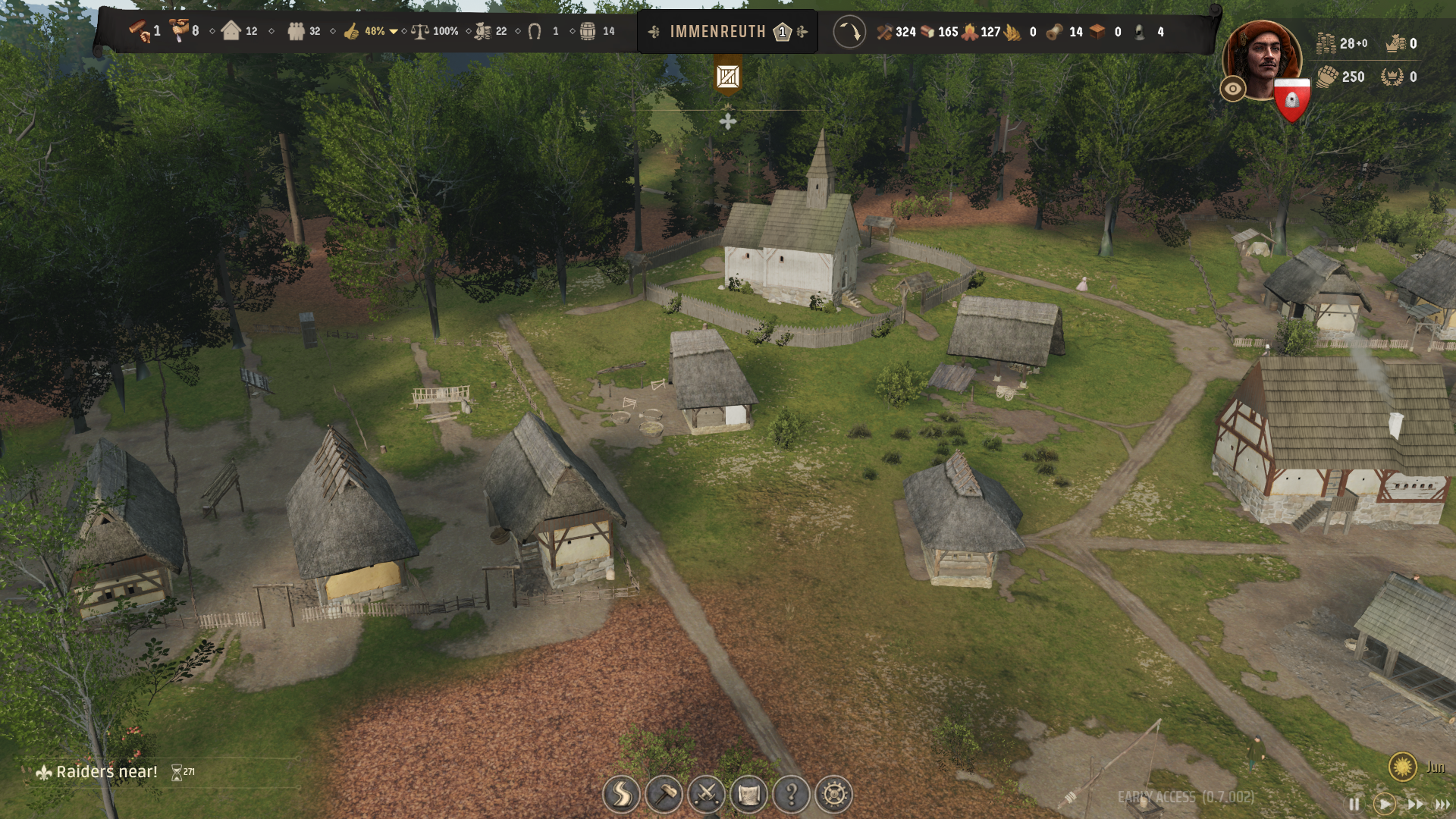 Manor Lords running on Low settings.