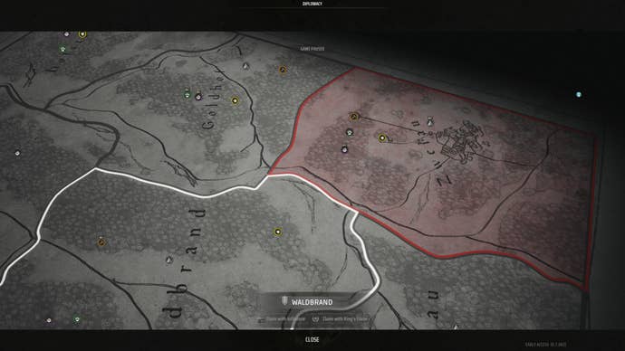 An overhead map of neighbouring regions in Manor Lords