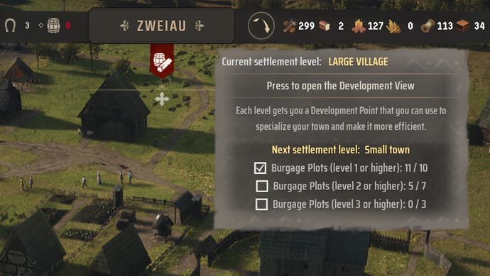 A close up of the town name menu in Manor Lords