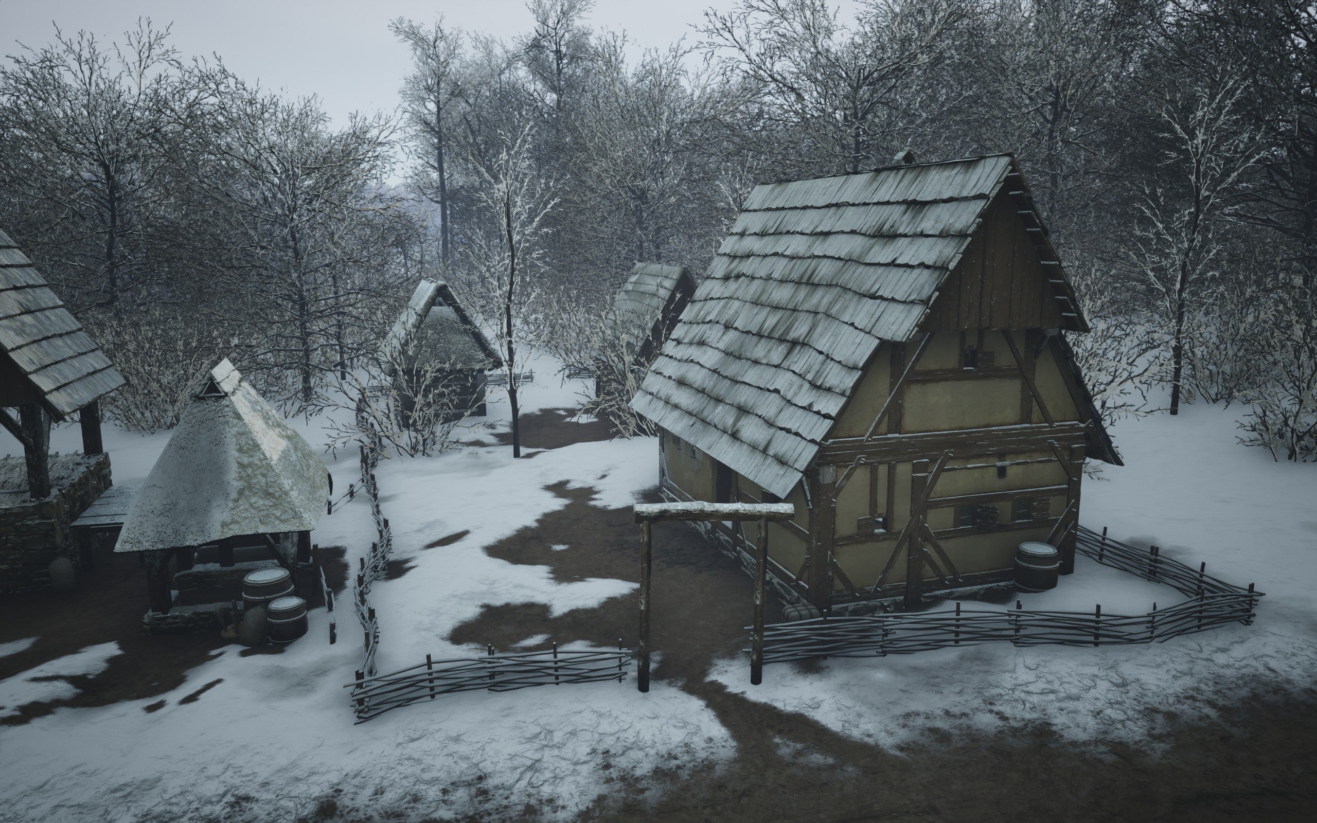 An exterior view of the Brewery in Manor Lords