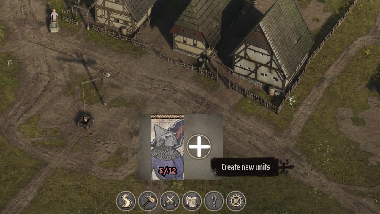 The menu screen for creating a new army in Manor Lords