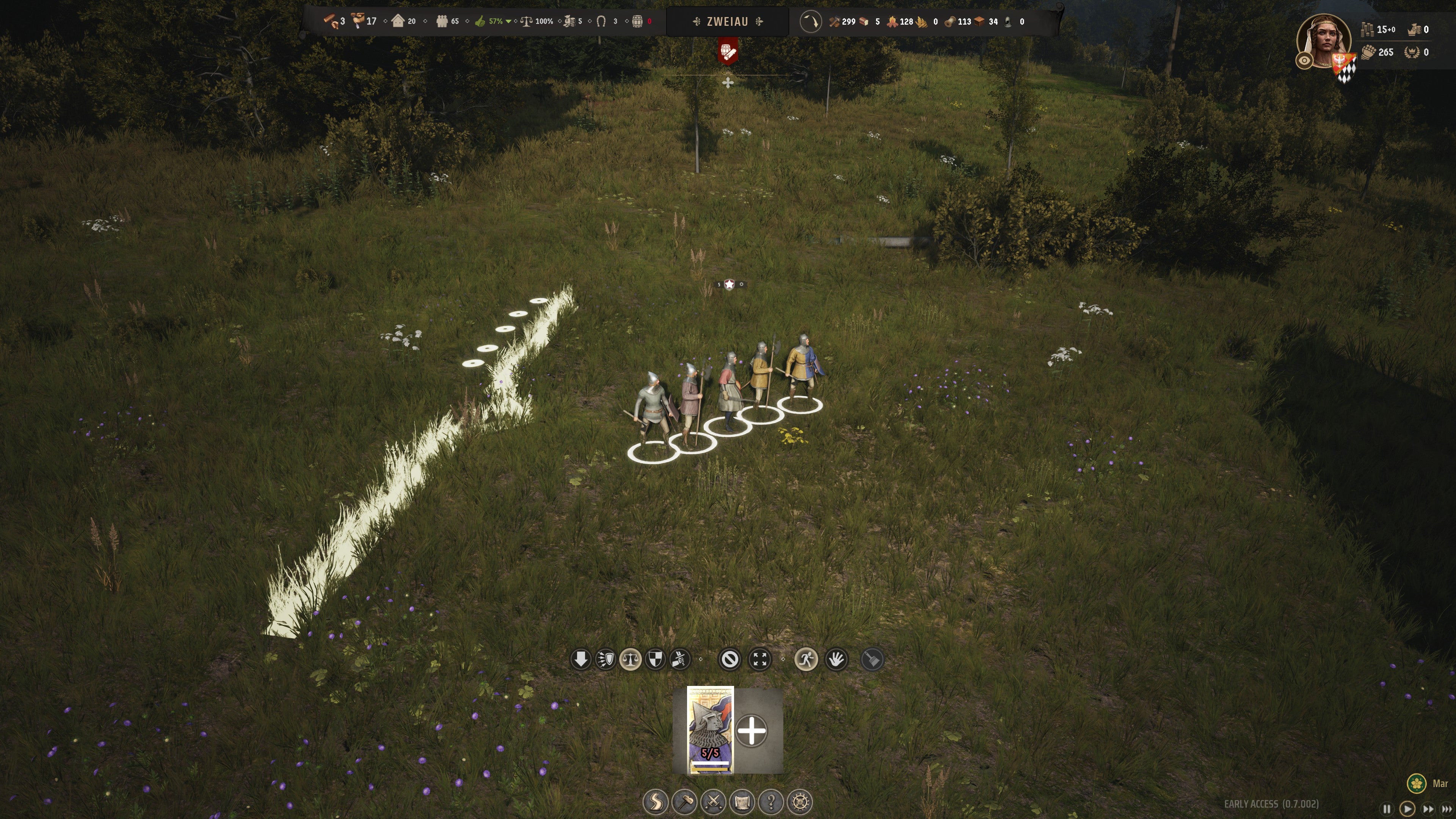 Drawing battle lines in Manor Lords to determine the position of your troops