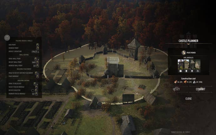 The Castle Planner menu screen in Manor Lords