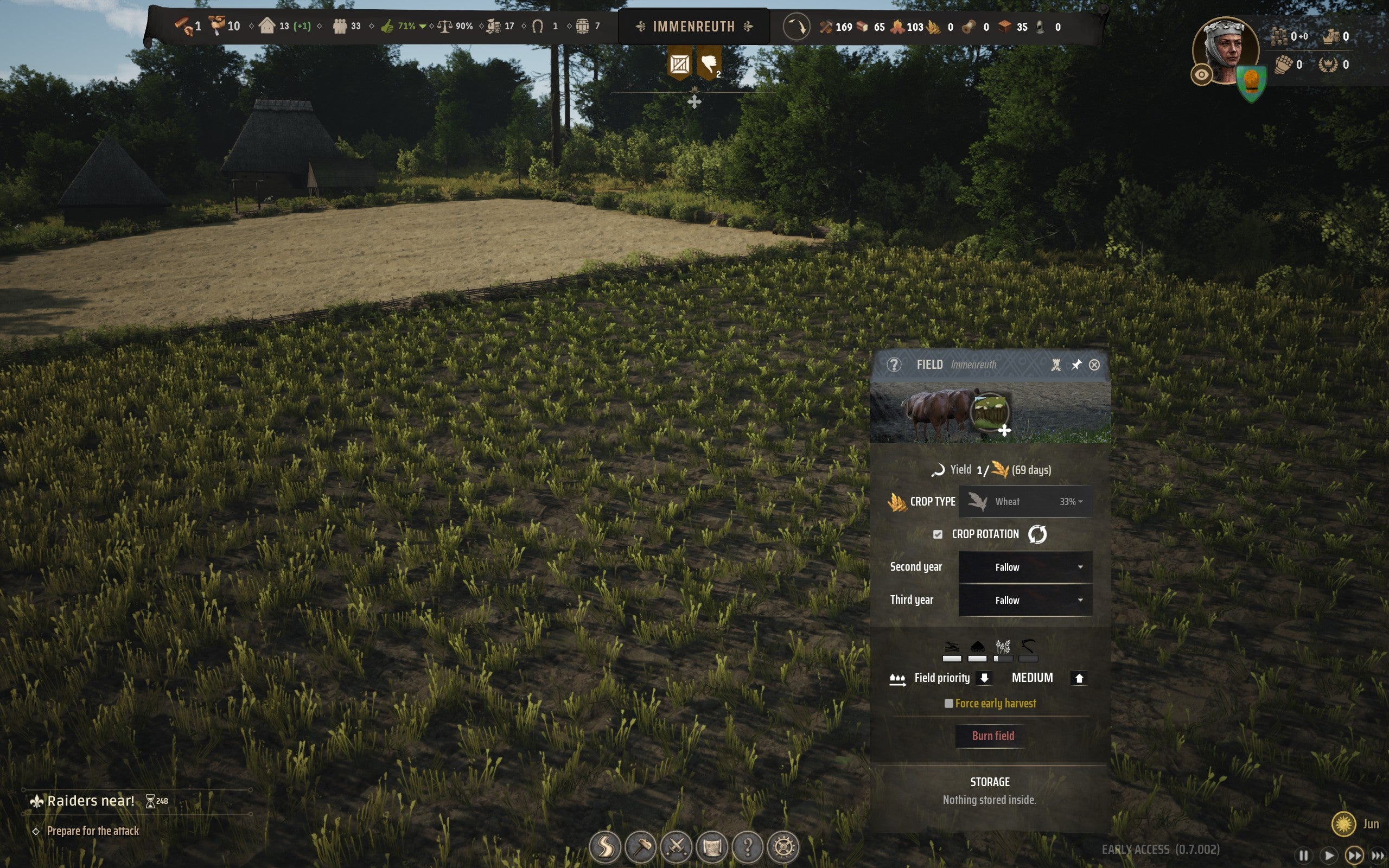 A field of wheat in Manor Lords