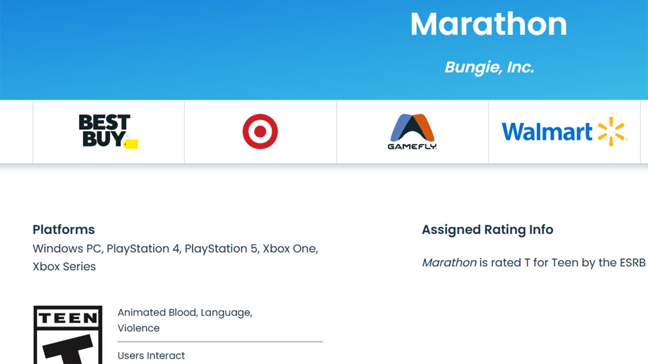 Marathon ESRB rating