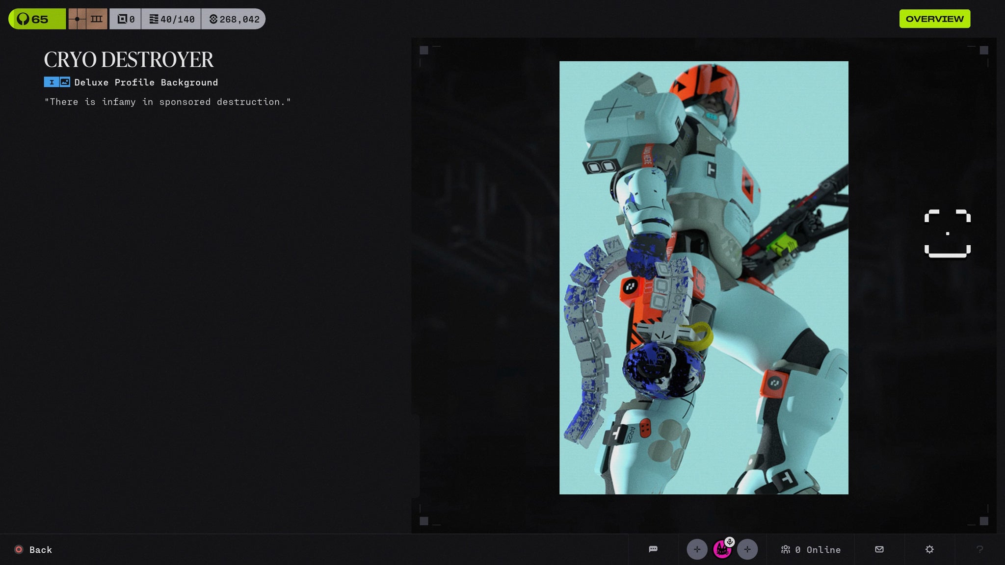 The profile background reward from This is Dedication Syndrome challenge in Marathon (2026), a reference to a piece of famous art work for the original Marathon.