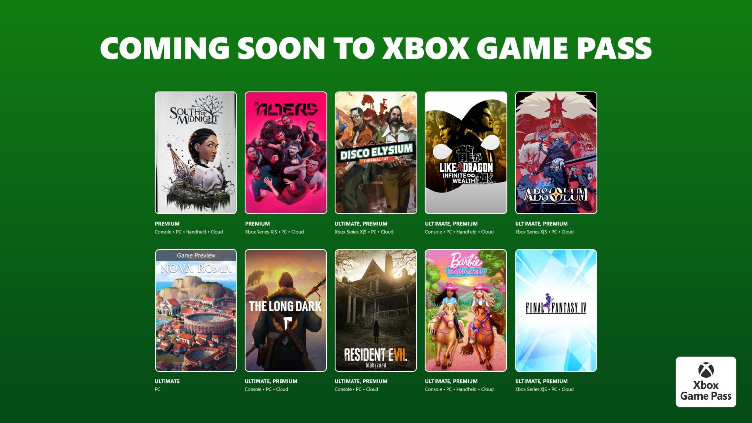 March Game Pass games on a green background