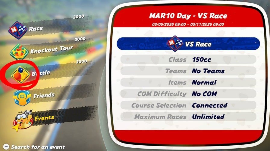 Mario Day MK World promo image showing new Battle icon
