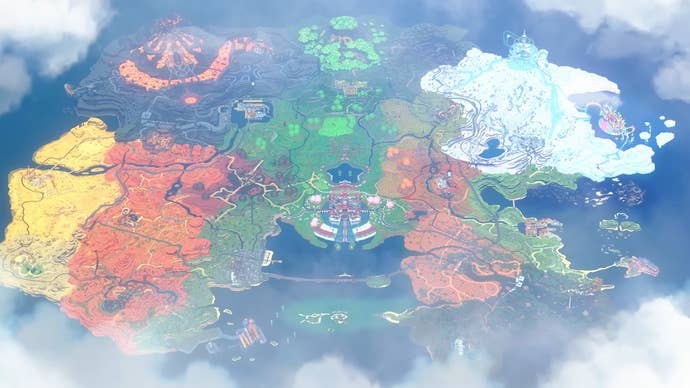 Mario Kart World trailer screenshot showing overview of entire world