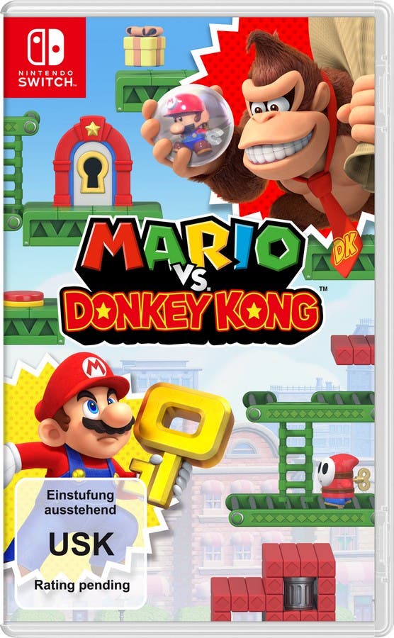Die vorläufige deutsche Verpackung von Mario vs Donkey Kong, noch ohne finale USK-Einstufung.