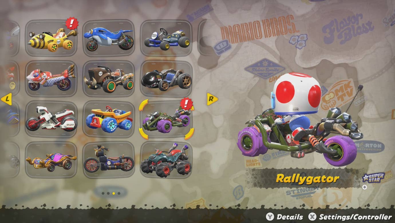 Todos os karts em Mario Kart World