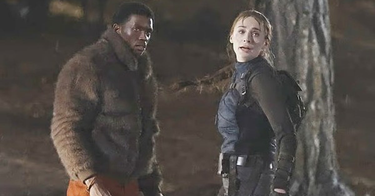 Lara rides a motorbike in latest set photos from Amazon's live-action Tomb Raider series, joined by a rather sharply dressed Zip