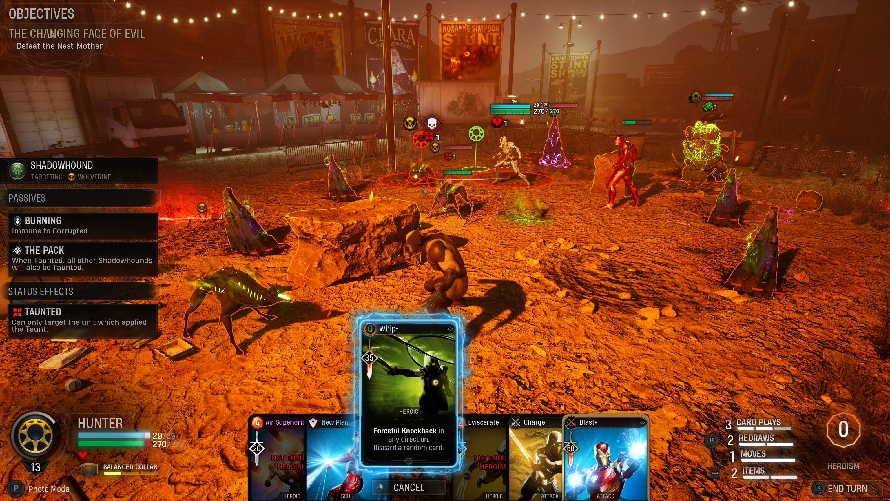 Demons bear down on three Marvel heroes in a desert in Marvel&rsquo;s Midnight Suns