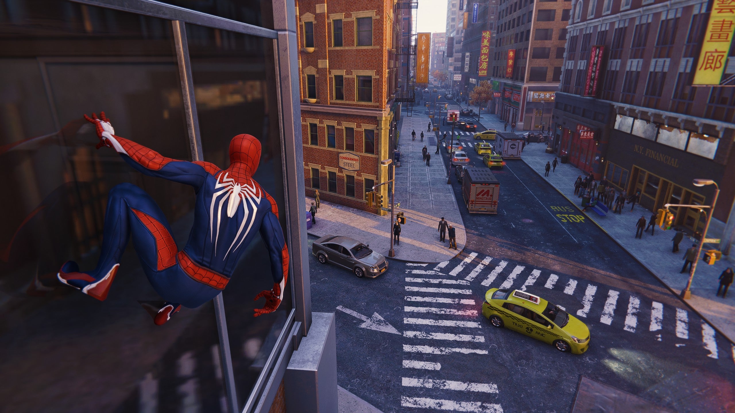 Marvel&rsquo;s Spider-Man Remastered, running on High quality on PC.