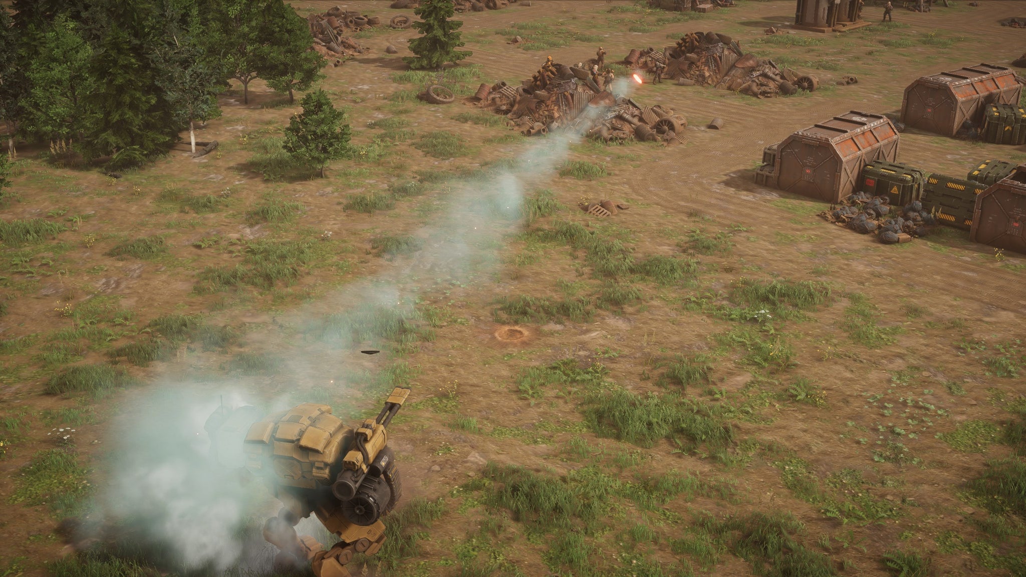 An allied mech lets loose a rocket in Menace. - 3