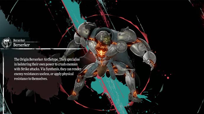 Metaphor ReFantazio screenshot of the Berserker Archetype info screen.