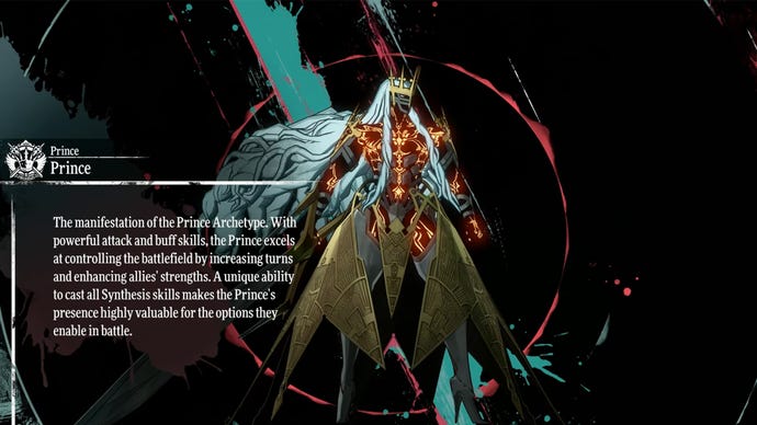 Metaphor ReFantazio screenshot of the Prince Archetype info screen.