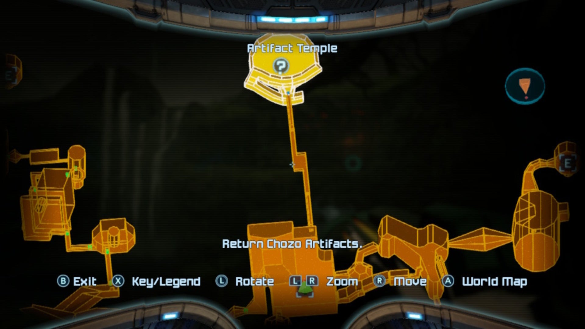 A map of Tallon Overworld in Metroid Prime Remastred, showing the location of the Artifact Temple - 3