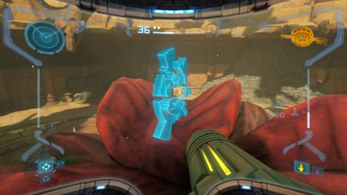 Samus collects an artifact in Metroid Prime Remastered