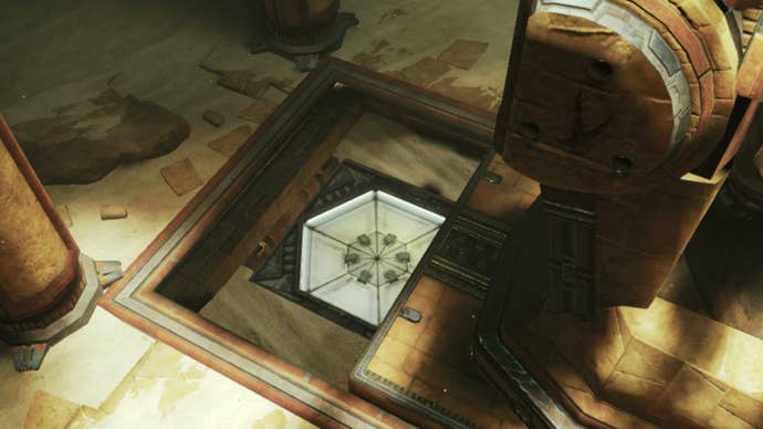 An Ice Beam door reveals itself in the Hall of the Elders in Metroid Prime Remastered