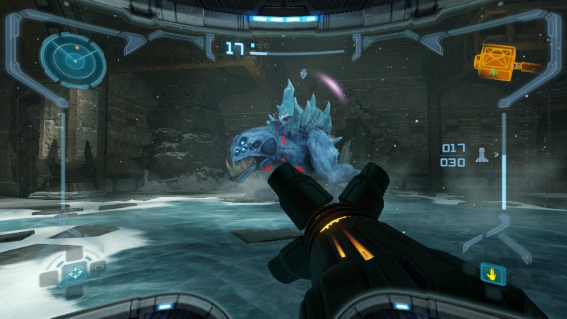 Samus faces Sheegoth in Metroid Prime Remastered - 13