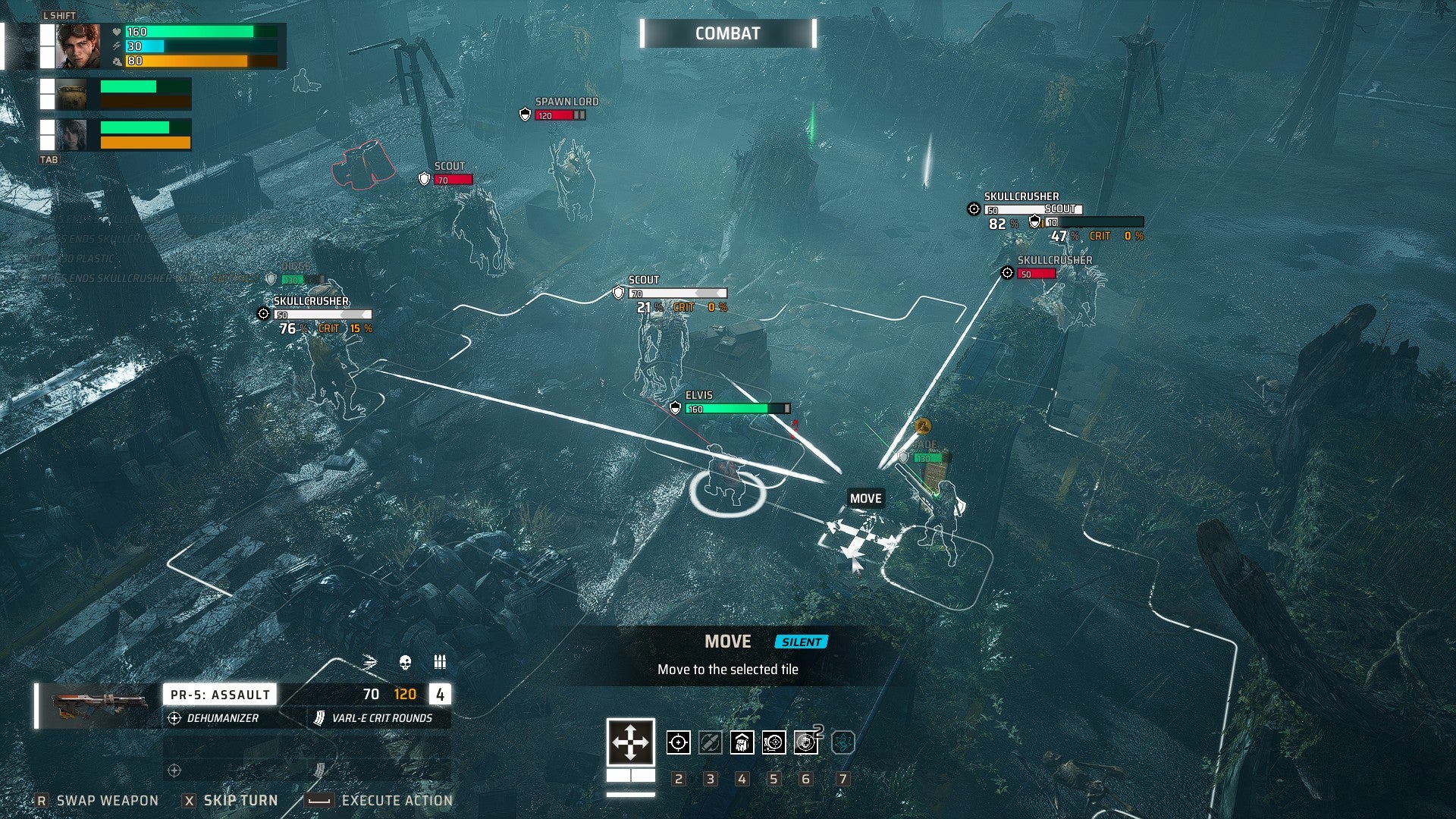 Miasma Chronicles review screenshot,  showing a turn-based battle with many enemies.