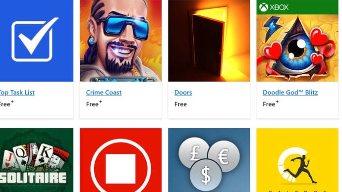 A screenshot of the Microsoft free mobile games store on desktop.
