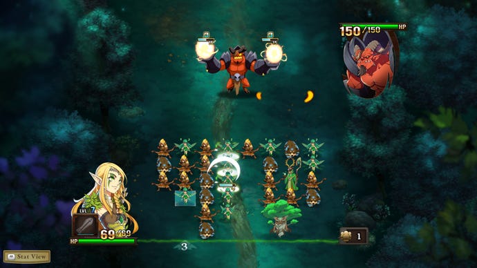Fairy creatures fight a giant demon in Might & Magic: Clash Of Heroes - Definitive Edition