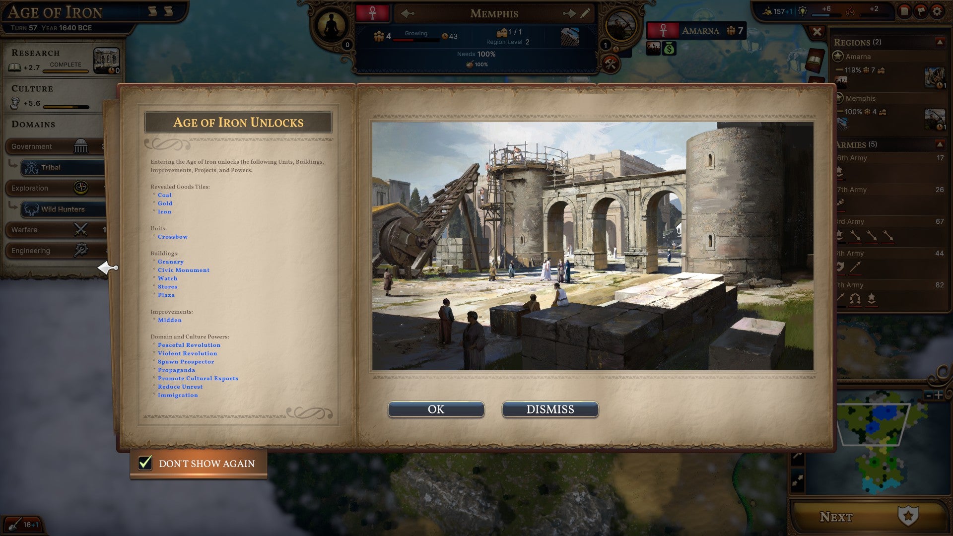 Scrolling through Millenia's Age Of Iron unlocks. - 5