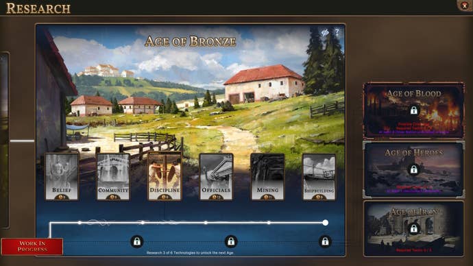 The Bronze Age research menu in Millennia